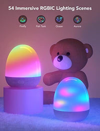 مصباح طاولة محمول مع قاعدة شحن مدرب النوم للاستيقاظ كوف Govee RGBIC Night Light, Sound Machine, Bluetooth Speaker in One, 60+ Music, Game & Sence Modes, Portable Table Lamp with Charging Base, White Noise Machine, Sleep Trainer for Gentle Wake Up