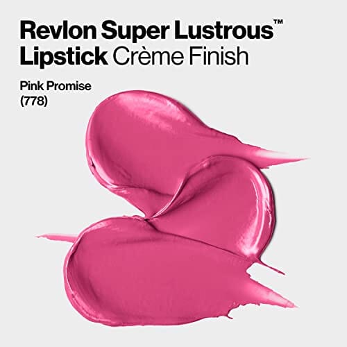 أحمر شفاه سوبر لامع من ريفلون Revlon Super Lustrous Lipstick, High Impact Lipcolor with Moisturizing Creamy Formula, Infused with Vitamin E and Avocado Oil in Pinks, Pink Promise (778) 0.15 oz