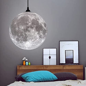 مصباح معلق على شكل قمر AECBUY Resin Moon Pendant Lamp Plug in Adjustable Cord, 3D Printing Hanging Ceiling Lighting Fixture, Pendant Light for Home, Office, Bars and Cafe, ddct210821B05