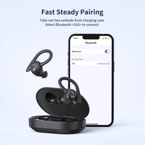 سماعات أذن لاسلكية تعمل بالبلوتوث Wireless Earbuds Bluetooth Headphones 50H Playtime Bluetooth 5.3 Digital LED Display Over-Ear Earphones with Earhook Sports Headphones IPX7 Waterproof Headsets with Mic Deep Bass for Running Workout