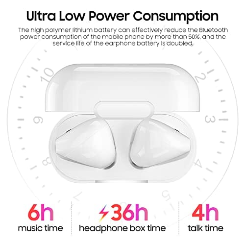 سماعات بلوتوث لاسلكية مع حقيبة شحن Wireless Earbuds, Bluetooth 5.0 Earbuds, Earphones Wireless Bluetooth with Charging case, Ear Bud & in-Ear Headphones IPX6 Waterproof, Wireless Ear Buds with Mic Auto Pairing for iPhone/Samsung