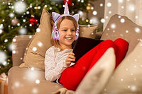 سماعات رأس لاسلكية للأطفال للفتيات والأطفال والمراهقين KORABA Kids Wireless Headphones for Girls Children Teens, LED Light Up Bluetooth Unicorn Headphones with Microphone for School/Xmas/Online Study/Unicorn Gifts (Pink Wireless)