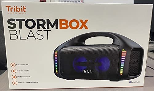 مكبر الصوت المحمول Tribit StormBox Blast Portable Speaker: 90W Loud Stereo Sound with XBass, IPX7 Waterproof Bluetooth Speaker with LED Light, PowerBank, Bluetooth 5.3&TWS, Custom EQ, 30H Playtime, Outdoor/Camping/Party