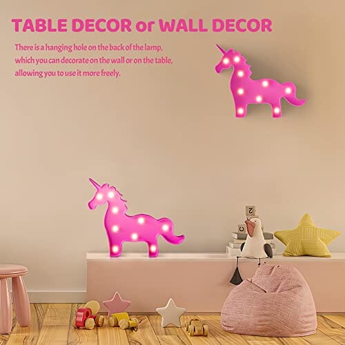 مصباح يونيكورن وردي Ganrami Pink Unicorn Decor, Battery Powered Unicorn Night Light for Kids, Unicorn Party Decorations, Unicorn Birthday Decorations for Girls, Pink Room Decor, Pink Decor, Pink Wall Decor