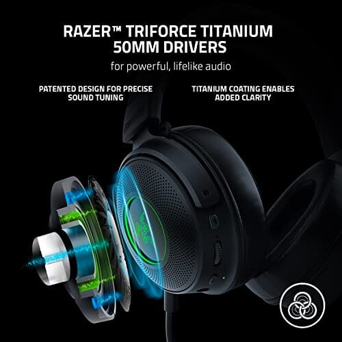 سماعة وماوس الألعاب اللاسلكية Razer Kraken V3 Pro HyperSense Wireless Gaming Headset w/Haptic Technology & Leatherette Memory Foam Cushions & Viper Ultimate Hyperspeed Lightest Wireless Gaming Mouse & RGB Charging Dock