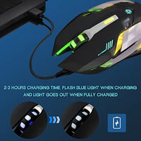 ماوس لاسلكي قابل لإعادة الشحن مع مصابيح VEGCOO Wireless Gaming Mouse, C8 Silent Click Wireless Rechargeable Mouse with Colorful LED Lights and 3 Level DPI 400mah Lithium Battery for Laptop and Computer (Black)