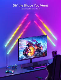 أشرطة إضاءة ذكية كوف Govee Glide LED Wall Lights, RGBIC Wall Lights, Works with Alexa and Google Assistant, Smart LED Light Bars for Gaming Room Decor and Streaming, Multicolor Glide Sconces, Music Sync, 6 pcs