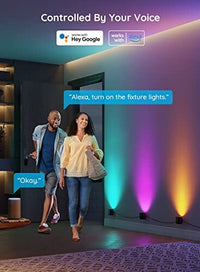 شمعدان حائط ذكي واي فاي كوف Govee RGBIC Smart Wall Sconces, Music Sync Home Decor WiFi Wall Lights Work with Alexa, Multicolor Wall Led Light for Party and Decor, 30+ Dynamic Scene Indoor Light Fixture for Living Room, Bedroom