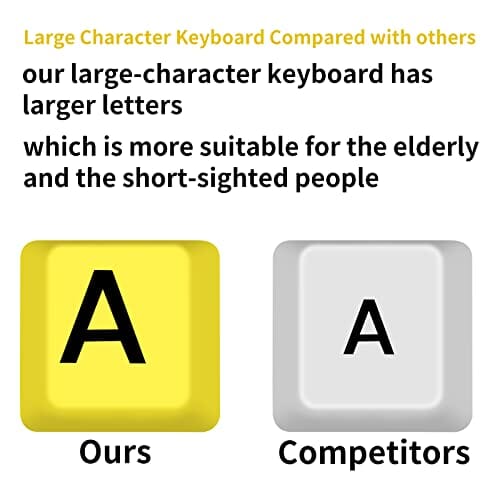 لوحة مفاتيح كمبيوتر مطبوعة كبيرة Adadmei Large Print Computer Keyboard, Wired USB High Contrast Keyboard, Oversized Big Letters Keyboard for Visually Impaired Low Vision Individuals, Seniors, Students, Computer Beginners