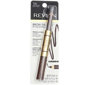 قلم جل وقلم تحديد الحواجب من ريفلون بني غامق [106] Revlon Brow Fantasy Pencil & Gel, Dark Brown [106], 1 ea (Pack of 6)