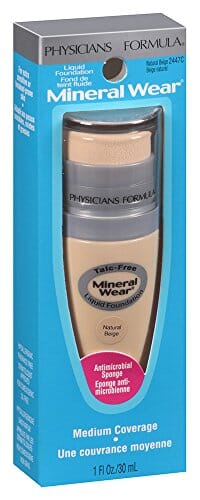 كريم أساس سائل معدني خال من التلك فيزيشنز فورميولا وير بيج طبيعي Physicians Formula Mineral Wear Talc-Free Mineral Liquid Foundation, Natural Beige, 1 Ounce