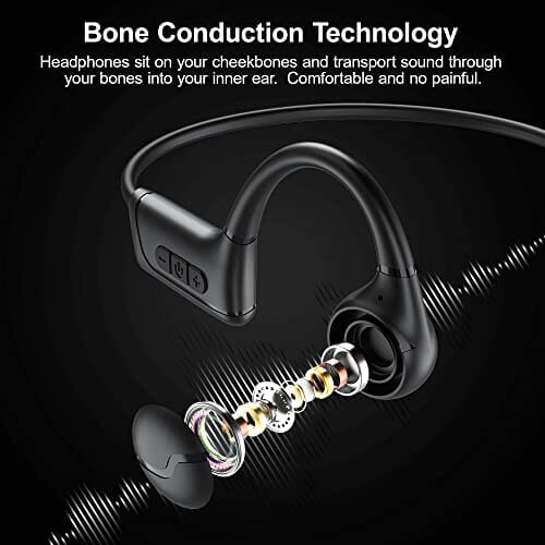 سماعات بلوتوث رياضية مفتوحة الأذن IYY Bone Conduction Headphones,Open-Ear Bluetooth Sport Headphones, Waterproof Wireless Headphones with Built-in Mic for Workout, Running, Hiking, Cycling