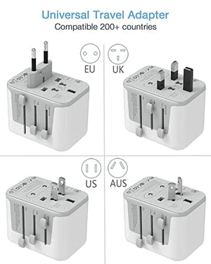 محول منفذ شاحن الحائط الكل في واحد Universal Travel Adapter, TESSAN International Plug Adapter 5.6A, 3 USB C and 2 USB Ports, Travel Worldwide Power Adaptor, All-in-one Wall Charger Outlet Converter for Europe UK EU AUS (Type C/G/A/I)
