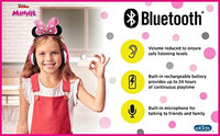 سماعات رأس بلوتوث للأطفال ميني ماوس من إي كيدز eKids Minnie Mouse Kids Bluetooth Headphones, Wireless Headphones with Microphone Includes Aux Cord, Volume Reduced Kids Foldable Headphones for School, Home, or Travel, Pink