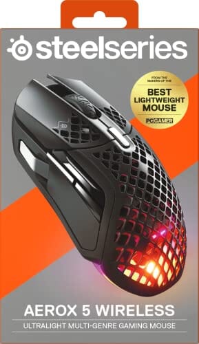 ماوس الألعاب بمستشعر بصري  SteelSeries Aerox 5 Wireless - Gaming Mouse - 18000 CPI -- TrueMove Air Optical Sensor - Ultra-lightweight Water Resistant Design – 180+ Hour Battery Life