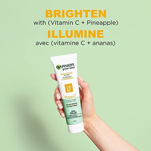 منظف جل مفتح قابل للغسل للبشرة الباهتة Garnier SkinActive Green Labs Brightening Gel Washable Cleanser with Vitamin C and for Dull and Uneven Skin 4.4 Packaging May Vary, Pinea-C, Pineapple, 13.2 Fl Oz