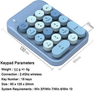 لوحة أرقام لاسلكية Alkem Wireless Number Pad 2.4GHz Wireless Numeric Keypad Retro Style Round Keycaps Numpad 18 Keys Portable Number Keyboard with USB Receiver for Laptop, Notebook, Surface, Mac, Pad-Blue