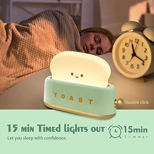 مصباح محمصة قابل لإعادة الشحن QANYI toaster lamp, Rechargeable with Smile Face Toast Bread Cute toaster Shape room decor Small Night Light for Bedroom, Bedside, Living room, Dining, desk decorations, Gift