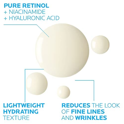 مصل الوجه بالريتينول النقي من لاروش La Roche-Posay Pure Retinol Face Serum with Vitamin B3. Anti Aging Face Serum for Lines, Wrinkles & Premature Sun Damage to Resurface & Hydrate. Suitable for Sensitive Skin, 1.0 Fl. Oz