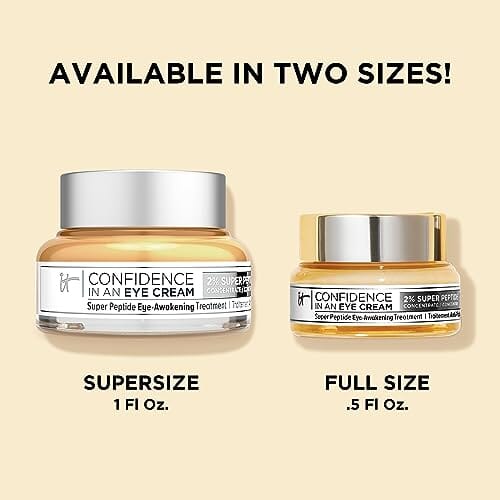 كريم العين المضاد للشيخوخة للهالات السوداء وتجاعيد Confidence in an Eye Cream, Anti Aging Eye Cream for Dark Circles, Crow's Feet, Lack of Firmness & Dryness, 48HR Hydration with 2% Super Peptide Concentrate, for Day + Night - 0.5 fl oz