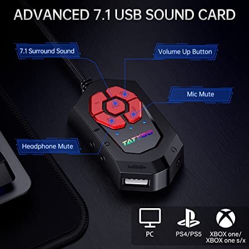 سماعة الألعاب مع ميكروفون إلغاء الضوضاء كامو بلو Tatybo 7.1 Gaming Headset for PC PS4 PS5 Xbox One Switch, USB & 3.5mm PC Headset with Noise Cancelling Mic- Camo Blue