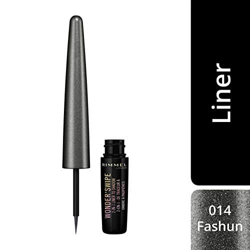 ريميل لندن ووندر سوايب قلم تحديد العيون اللامع 2 في 1 إلى ظلال العيون RIMMEL London Wonder Swipe 2-in-1 Glitter Eyeline to Eyesahdow, 014 Fashun, Metallic