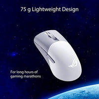 ماوس ألعاب لاسلكي اتصال ثلاثي الأوضاع Asus ROG Keris Wireless AimPoint Gaming Mouse, Tri-mode connectivity (2.4GHz RF, Bluetooth, Wired), 36000 DPI sensor, 5 programmable buttons, ROG SpeedNova, Replaceable switches, Paracord cable, White