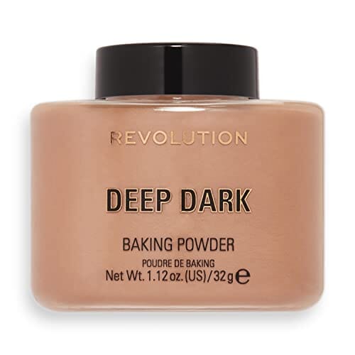 بودرة تثبيت المكياج سائبة من ميك اب ريفوليوشن Makeup Revolution Loose Baking Powder, Make Up Setting Powder, Provides Long-lasting Coverage, Reduces Shine, For Dark and Deep Skin Tones, Deep Dark, 32g