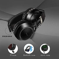 سماعات رأس لاسلكية مضيئة بإضاءة ليد فوق الأذن Riwbox WT-8S Bluetooth Headphones, LED Light Up Wireless Headphones Over Ear Hi-Fi Stereo Foldable Wireless/Wired Headsets with Mic and TF-Card Compatible for iPhone ipad Kindle Laptop TV (Black)