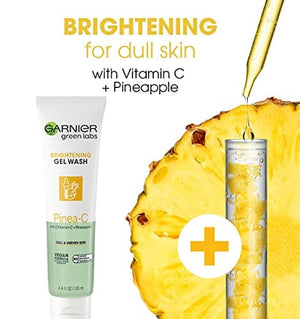 منظف جل مفتح قابل للغسل للبشرة الباهتة Garnier SkinActive Green Labs Brightening Gel Washable Cleanser with Vitamin C and for Dull and Uneven Skin 4.4 Packaging May Vary, Pinea-C, Pineapple, 13.2 Fl Oz