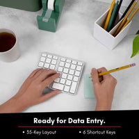 لوحة أرقام بلوتوث لأجهزة الكمبيوتر المحمول من ماكالي Macally Bluetooth Number Pad for Laptop - Rechargeable Wireless Numeric Keypad - Slim 35 Key Wireless Number Pad for Data Entry, 10 Key Numpad Compatible with MacBook, iPad, Laptop, Windows, Android