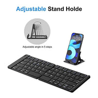 لوحة مفاتيح بلوتوث قابلة للطي محمولة لاسلكية قابلة للشحن للسفر OMOTON Foldable Bluetooth Keyboard, Wireless Portable Keyboard, Rechargeable Travel Keyboard for iPad, Android, Windows Laptop, Desktop, Tablet and PC (Black)