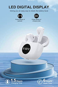 سماعات أذن ستريو تعمل باللمس مع ميكروفون للهواتف المحمولة OLATOO Wireless Earbuds, Bluetooth 5.3 Headphones with Charging Case, Touch Control in-Ear Stereo Earphones with Mic for Android/iOS Cellphone, Sweatproof Cordless Earphones for Running Workout