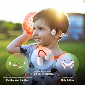 سماعات رأس للأطفال WGP Kids Headphones, Bluetooth 5.3 Wireless Air Conduction Open Ear Headphones with Microphone, IPX4 Waterproof, 12H Playtime Headset for iPad Tablet Home School (Red)