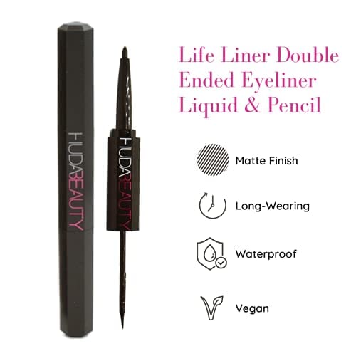 هدى بيوتي لايف لاينر سائل وقلم تحديد العيون مزدوج النهاية HUDA BEAUTY Life Liner Double Ended Eyeliner Liquid & Pencil