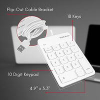 لوحة أرقام USB سلكية لأجهزة الكمبيوتر المحمول Macally Wired USB Number Pad for Laptop - Slim USB Numeric Keypad with 5ft Cable, Plug and Play 18 Keys - Keyboard Numpad Compatible with Windows PC and Mac - Perfect Add On 10 Key USB Keypad - White