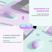 ماوس سيندا بلوتوث seenda Bluetooth Mouse - Dual Mode (Bluetooth 4.0 + 2.4GHz) Mouse with USB Receiver, Wireless Slim Portable Multi-Device Mice for iPad, MacBook, Laptop, PC (Gradient Mint Green to Purple)