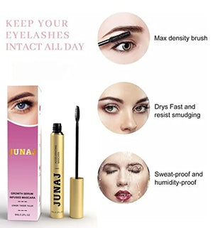 ماسكارا مقاومة للماء وخالية من الغلوتين والقابلة للغسلJUNAJ Mascara Black Volume and Length – Waterproof Mascara Cruelty & Gluten Free Washable Mascara, Volumizing and Defining, Lengthening, Curling, Multiplying Lash Extending Mascara - False Lash Effect.