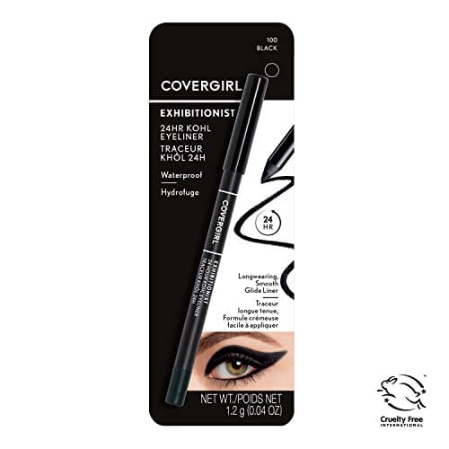 كحل كحل للمعارض من كوفرجيرل لمدة 24 ساعة COVERGIRL Exhibitionist 24-Hour Kohl Eyeliner, Black, Gel Eyeliner, 0.04 Fl Oz,Black Eyeliner, Long Lasting Eyeliner, Gel Eyeliner Pencil, Glides On, Waterproof Eyeliner