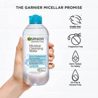 ماء ميسيلار للماكياج المضاد للماء ومنظف الوجه ومزيل المكياج Garnier SkinActive Micellar Water For Waterproof Makeup, Facial Cleanser & Makeup Remover, 13.5 Fl Oz (400mL), 1 Count (Packaging May Vary)