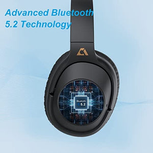 سماعات رأس نشطة لإلغاء الضوضاء Ankbit E500 Active Noise Cancelling Headphones Bluetooth 5.2 Headphones with Microphone, Deep Bass Hi-Fi Sound, Wireless Over Ear Headphones with 75H Playtime, Voice Assistant for Travel/Home/Office