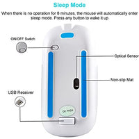 ماوس لاسلكي قابل لإعادة الشحن CHUYI Rechargeable Wireless Quiet Mouse, 1600 DPI Portable Optical Mouse for Travel Office School Home Library, Cordless Silent Mice for PC Computer Laptop Gift (Green)