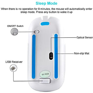 ماوس لاسلكي قابل لإعادة الشحن CHUYI Rechargeable Wireless Quiet Mouse, 1600 DPI Portable Optical Mouse for Travel Office School Home Library, Cordless Silent Mice for PC Computer Laptop Gift (Green)