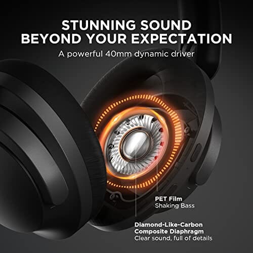 سماعات رأس مانعة للضوضاء النشطة  1 MORE SonoFlow Active Noise Cancelling Headphones, Bluetooth Headphones with LDAC for Hi-Res Wireless Audio, 70H Playtime, Clear Calls, Preset EQ Via App