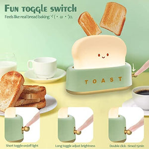 مصباح محمصة قابل لإعادة الشحن QANYI toaster lamp, Rechargeable with Smile Face Toast Bread Cute toaster Shape room decor Small Night Light for Bedroom, Bedside, Living room, Dining, desk decorations, Gift