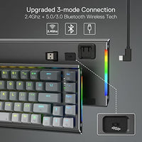 لوحة مفاتيح ميكانيكية من الألومنيوم Redragon K641 PRO 65% Aluminum RGB Mechanical Keyboard, 3-Mode 68 Keys Compact Gaming Keyboard w/ 3.5mm Sound Absorbing Foams, Detachable Wrist Rest, Gradient Keycaps, Upgraded Hot-Swap Socket, Grey