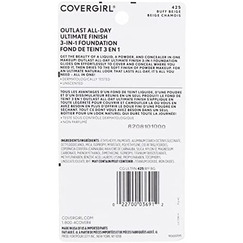 مكياج بودرة سائل ألتيميت فينيش من كوفر جيرل CoverGirl Ultimate Finish Liquid Powder Make Up, Buff Beige [425] 0.40 oz (Pack of 4)