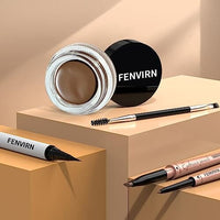 مجموعة أقلام تحديد الحواجب FENVIRN Eyebrow Pencil and Eyebrow Stamp Kit - Brow Pencil Kit, Eyebrow Tint Pen, Eyebrow Pomade, Dual-ended Eyebrow Brush for Natural Eye Brow Makeup, Great Value, Light Brown