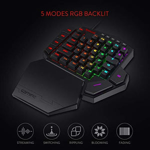 Redragon K585 DITI One-Handed RGB Mechanical Gaming Keyboard, Type-C Wired Professional Gaming Keypad with 7 Onboard Macro Keys, Detachable Wrist Rest, Linear Red Switch, 42 Keys