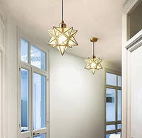 مصباح معلق على شكل نجمة AECBUY Gold Ceiling Pendant Hanging Lamp, Metal and Clear PVC Star Pendant Light, Vintage Hanging Lamp Plug in Cord and Switch for Dining Room Living Room Bedroom